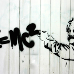 Alternative publishing methods. Graffiti: (maybe) Banksy.  Image source unknown.
