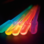 CC-licensed Image from Argonne national laboratories showing quantum dots in action.  Source: https://www.flickr.com/photos/argonne/5218967216/