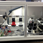 Front view of the Ultra-SAXS instrument components. Source on the left, followed by collimation, upstream and downstream rotations, and the detector on the right.