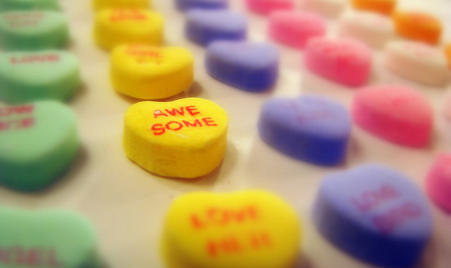 3266508742_16a9f16d58_z "Candy Hearts: Awesome", by Brent Moore. CC-BY-NC image, source: https://www.flickr.com/photos/brent_nashville/3266508742